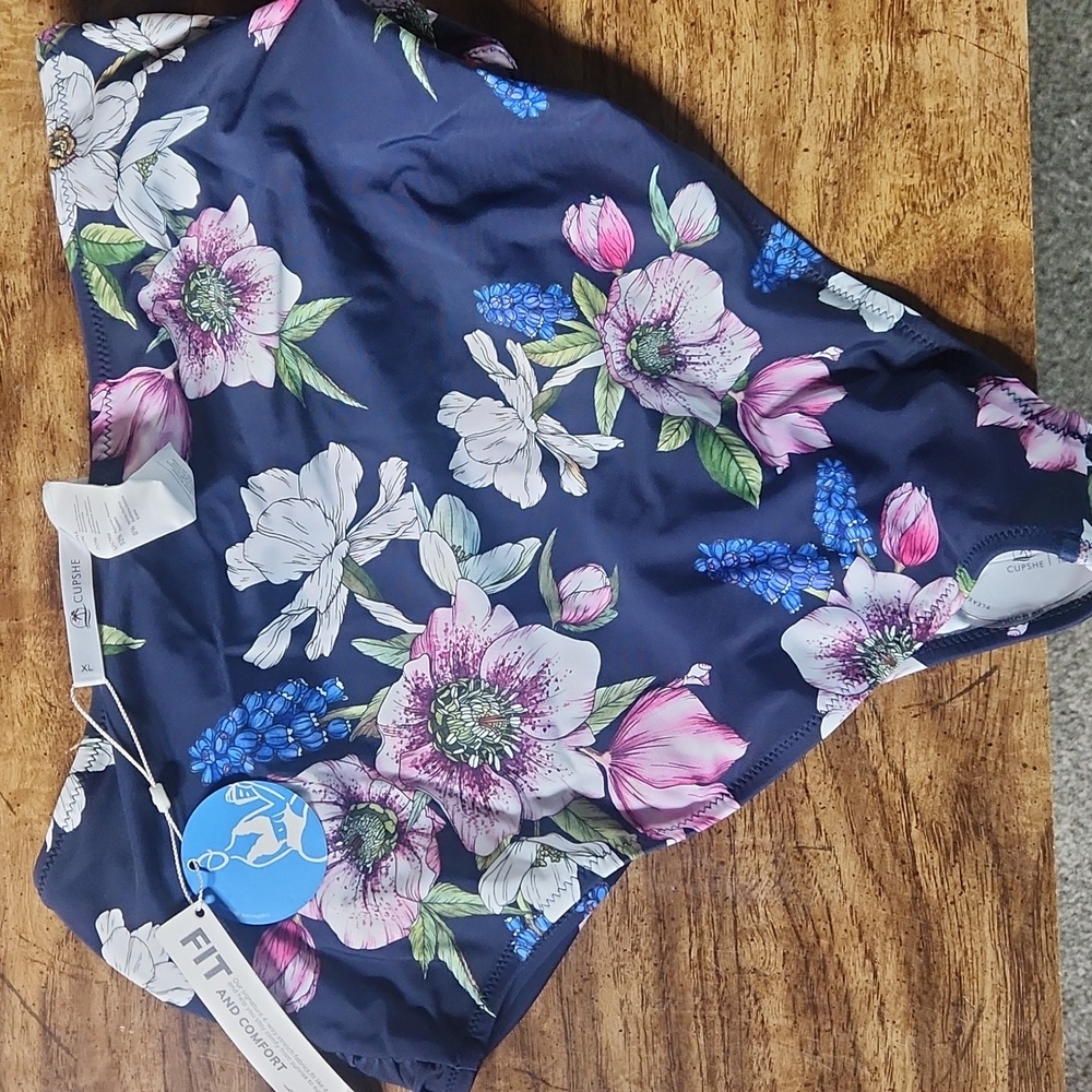 Cupshe Floral High-Waisted Bikini Bottom